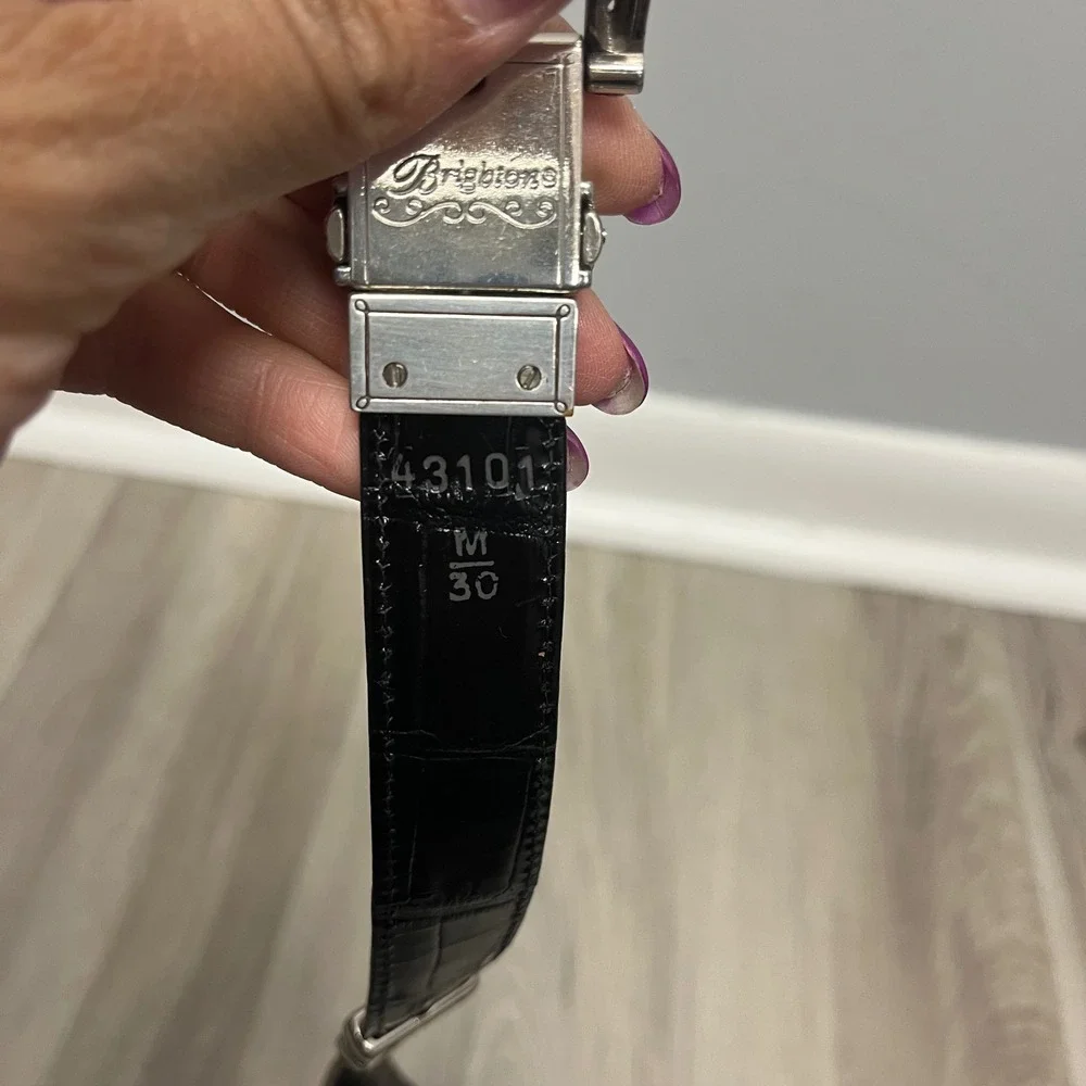 Brighton Black/Red Twist Turn Reversible Croc-Embossed Leather Belt Size M / 30
